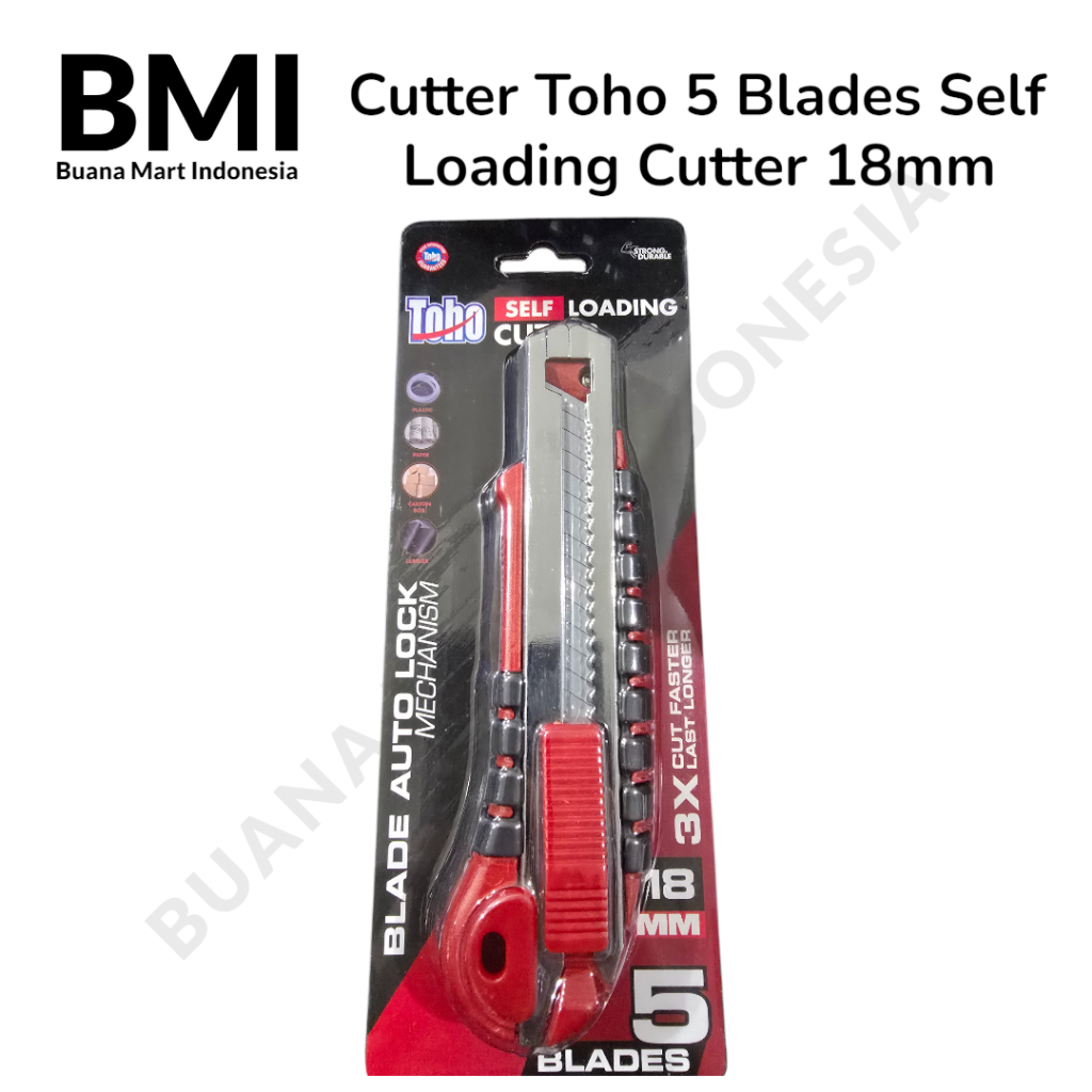 

Kekebaharu_ - Pisau Cutter Premium Toho 5 Blades Red Isi 5 Blade Merah