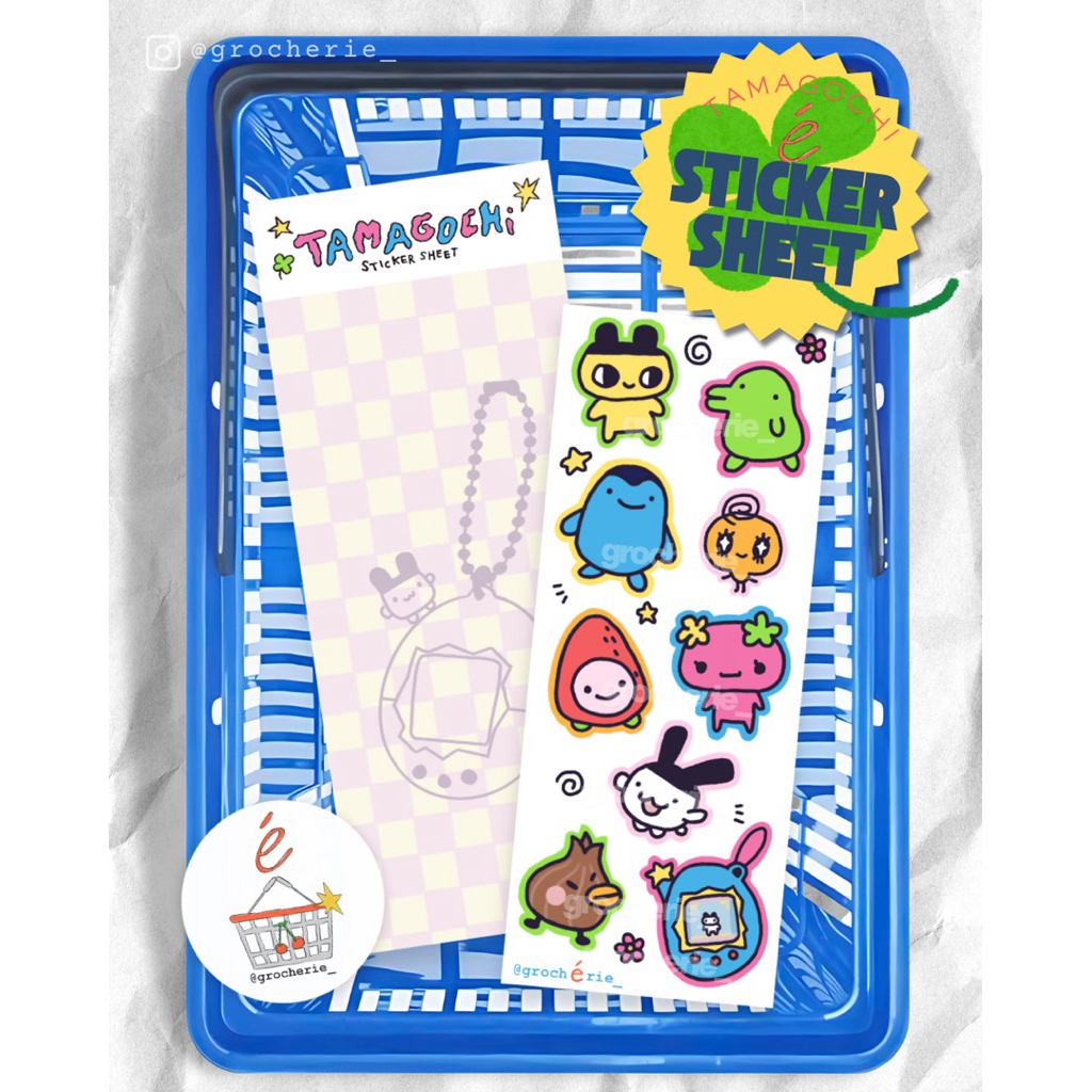 

Tamagochi Japanese Sticker Sheet | Waterproof Deco Sticker
