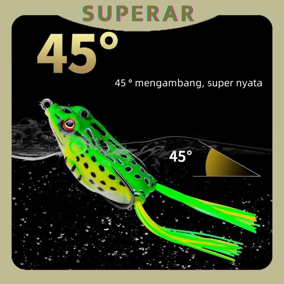 45° Umpan Pancing Sangat Fleksibel Kodok Umpan Pancing Kodok Casting Kait Tajam Katak Karet Lembut