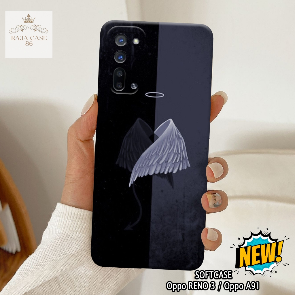 Case Oppo Reno 3 / Oppo A91 - Rajacase - casing Oppo Reno 3 - Motif case Hitam Putih - Pelindung han