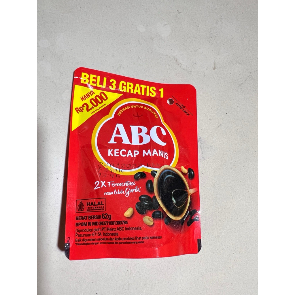 

Kecap Manis ABC Kemasan isi 62gr | BELI 3 GRATIS 1