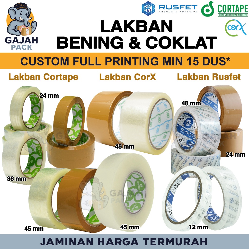 

Lakban Isolasi CORTAPE RUSFET BENING COKLAT CORX Solatip OPP Tape Ecer Grosir Termurah / SATUAN