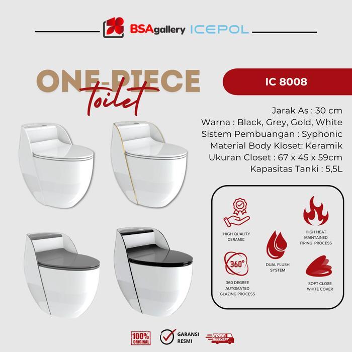 KLOSET DUDUK ICEPOL IC 8008 / KLOSET DUDUK HITAM MINIMALIS ICEPOL / KLOSET DUDUK OVAL