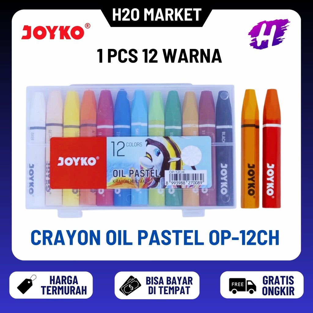 

❤️H2O❤️ Krayon 12 Warna Oil Pastel Joyko OP-12CH Isi 12 Warna