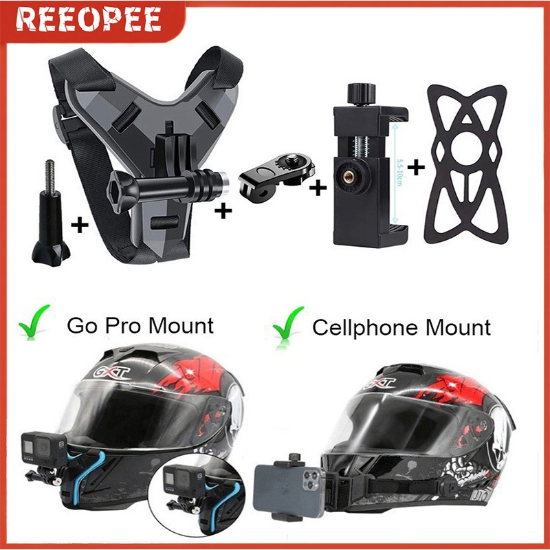 Chin Strap Mount Helmet Mounting Di Dagu Helm Sepeda motor untuk Gopro Xiaomi Yi Aksesoris Kamera