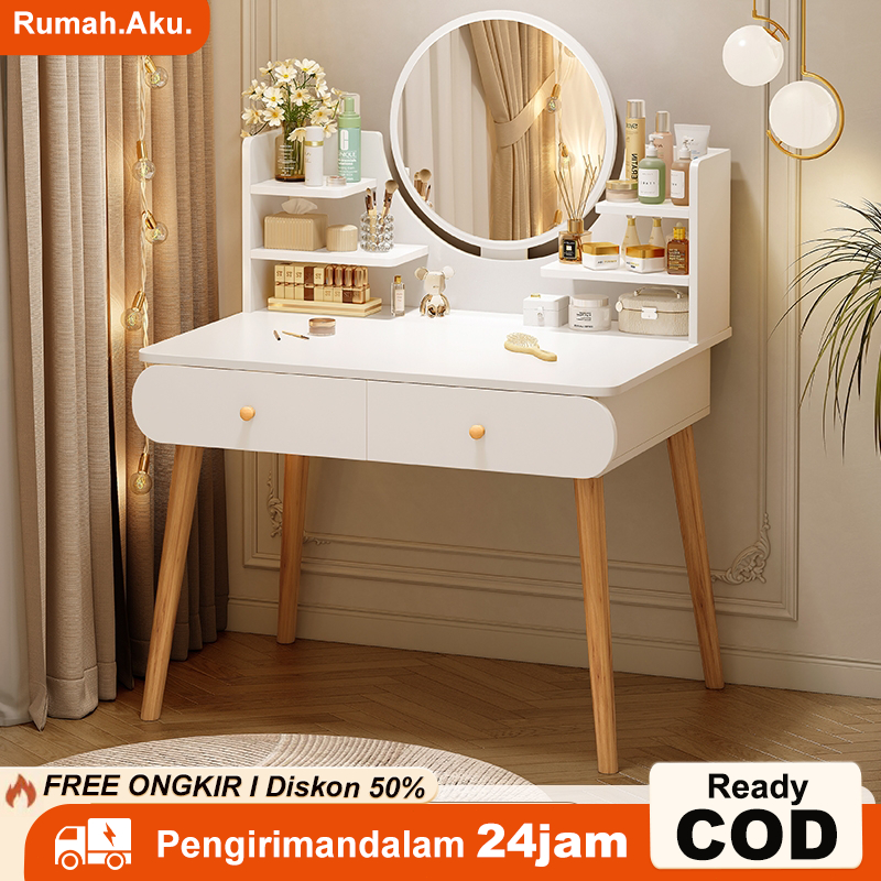 Meja Rias LED Rias Meja Rias Minimalis Meja Rias Minimalis Estetik + Kursi Meja Kamar Tidur