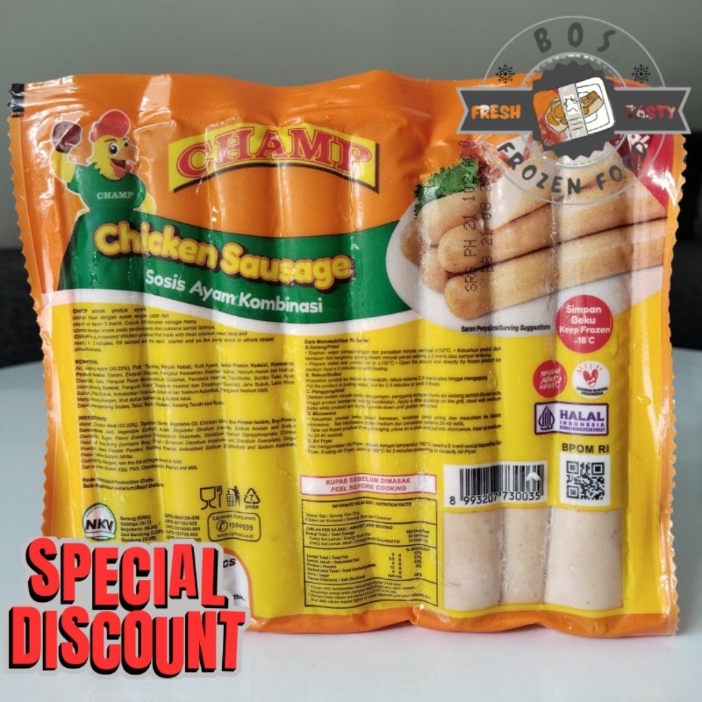

Champ Sosis Ayam 375 gr Murah | Sosis Ayam Champ Super | Champ Sosis Ayam Fresh | Champ Sosis Ayam Frozen