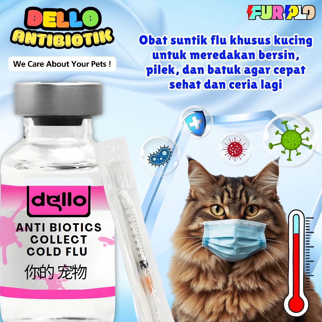Obat Flu Kucing Suntik Antibiotics 2ml Solusi Anabul Batuk & Bersin Furplo