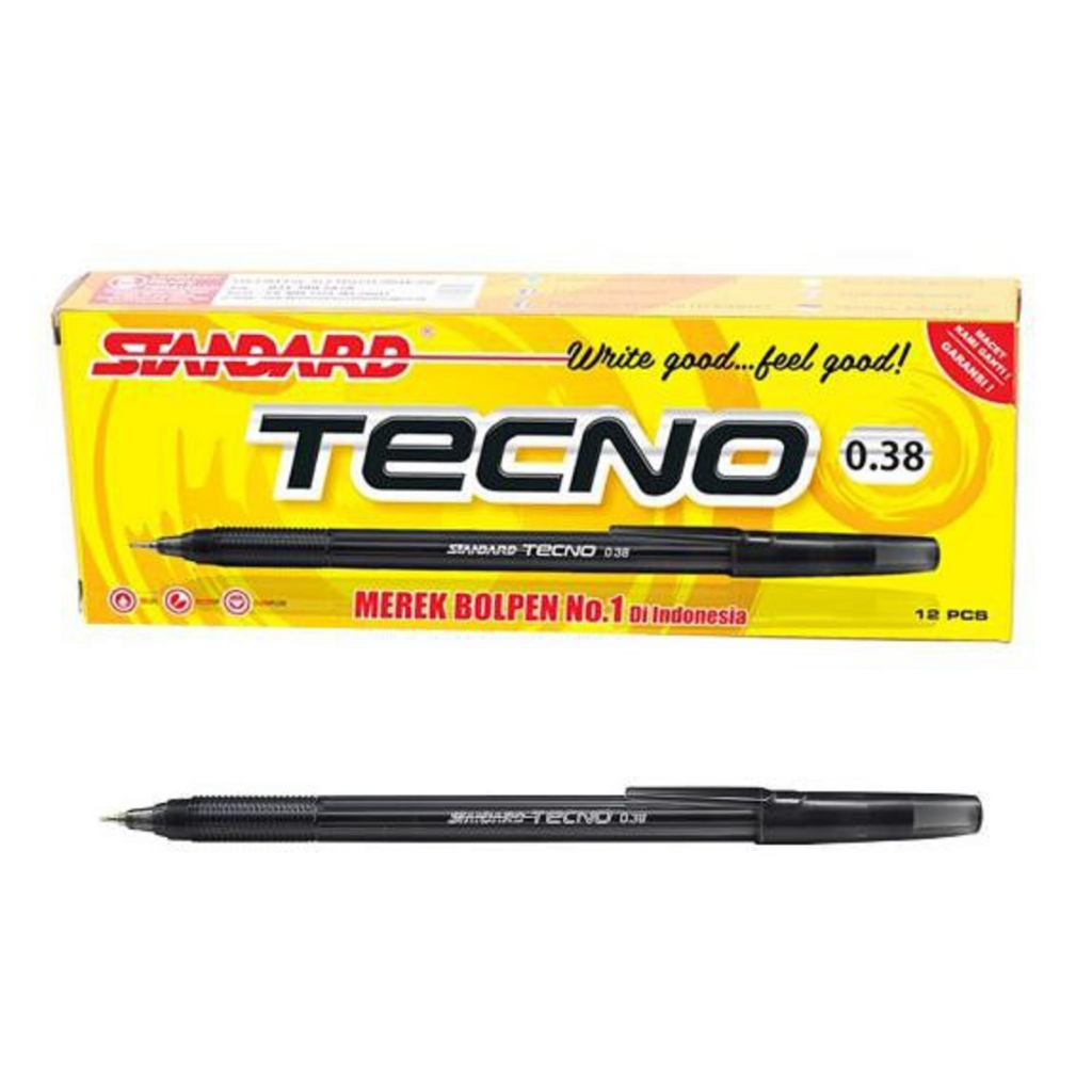 

[200GR] BOLPEN STANDARD TECNO – PULPEN BALLPOINT 0.38MM / PULPEN HITAM STANDARD / BOLPOIN HITAM