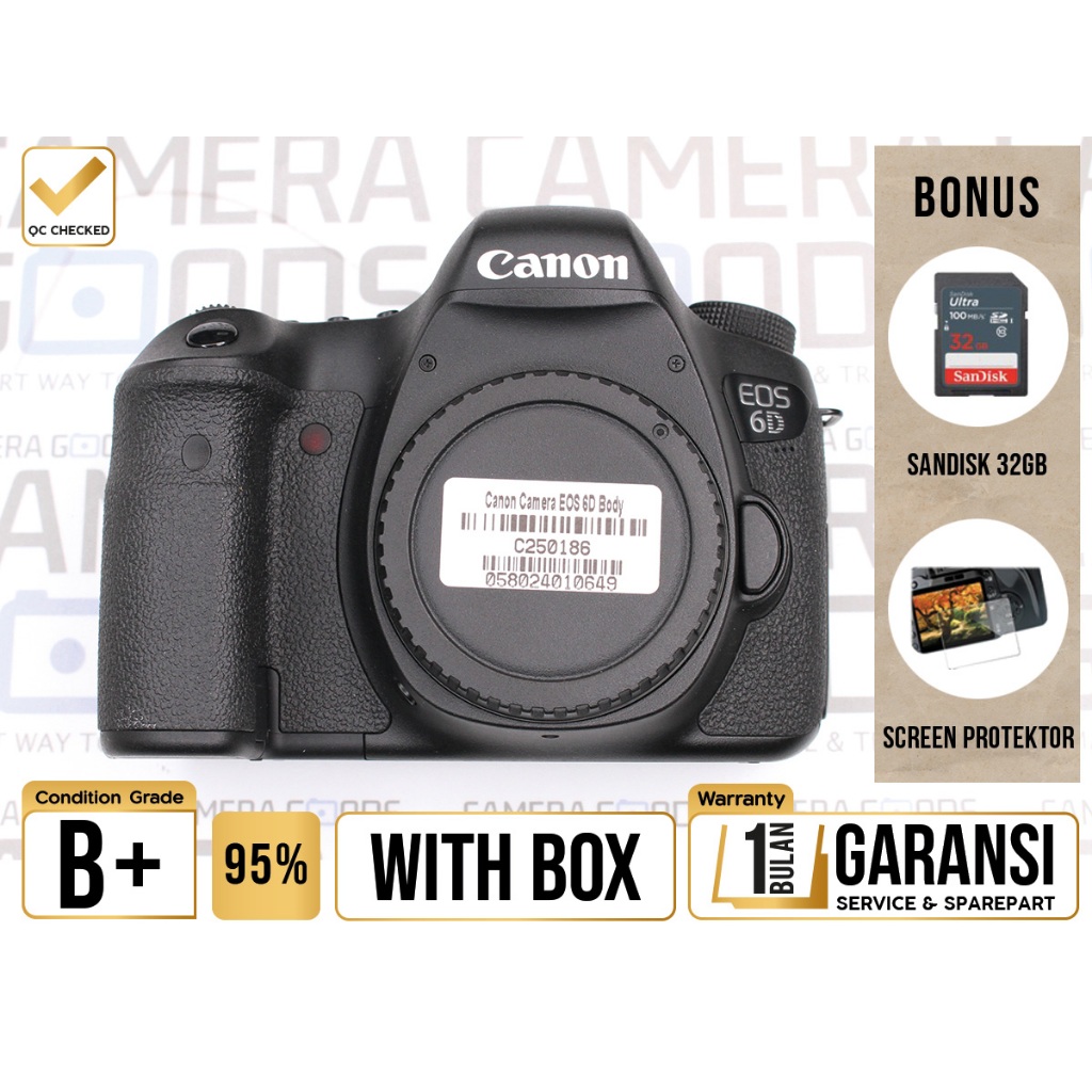 Kamera Canon EOS 6D DSLR Full Frame Camera Body Only Second Bekas Grade B+ - Canon 6 D - C250186