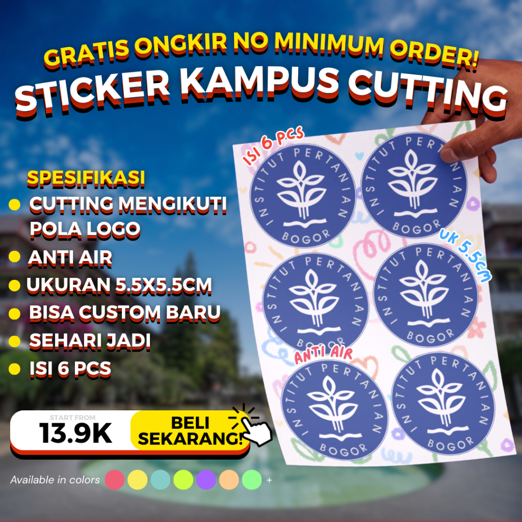 

[ANTI AIR] STICKER LOGO KAMPUS IPB VINYL ANTI AIR INSTITUT PERTANIAN BOGOR ISI 6 PCS 5X5CM
