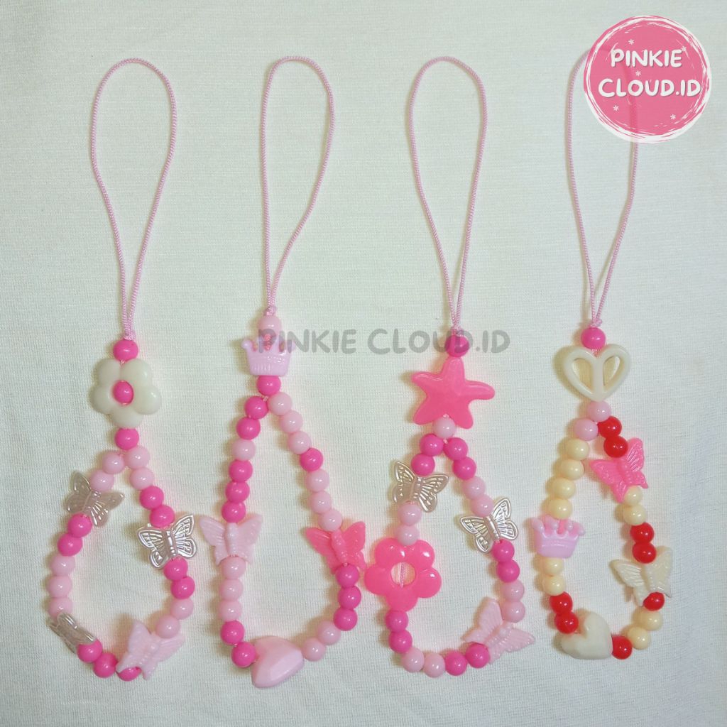 Strap Hp Gantungan Kunci Aesthetic Pink Korean