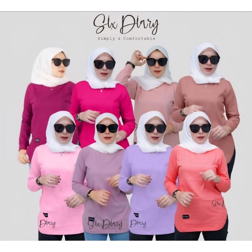 Six diary-Atasan kaos lengan panjang wanita bawah ouval six diary