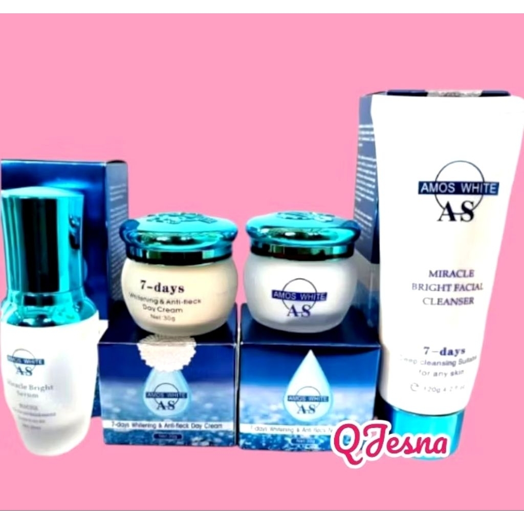 PAKET PEMUTIH WAJAH AMOS WHITE SABUN SERUM CREAM SIANG MALAM