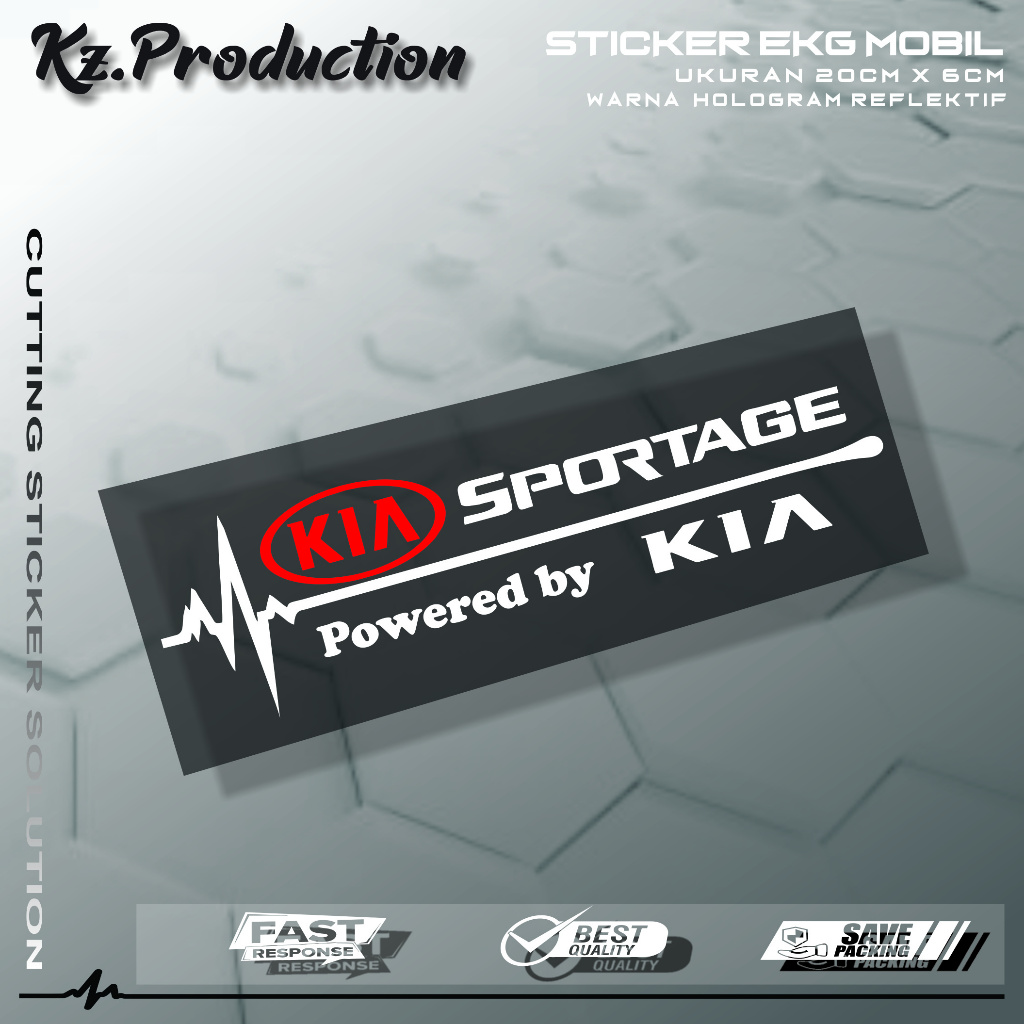 Sticker Cutting Kaca Mobil Kia Sportage Motif Detak Jantung EKG Mobil Kia