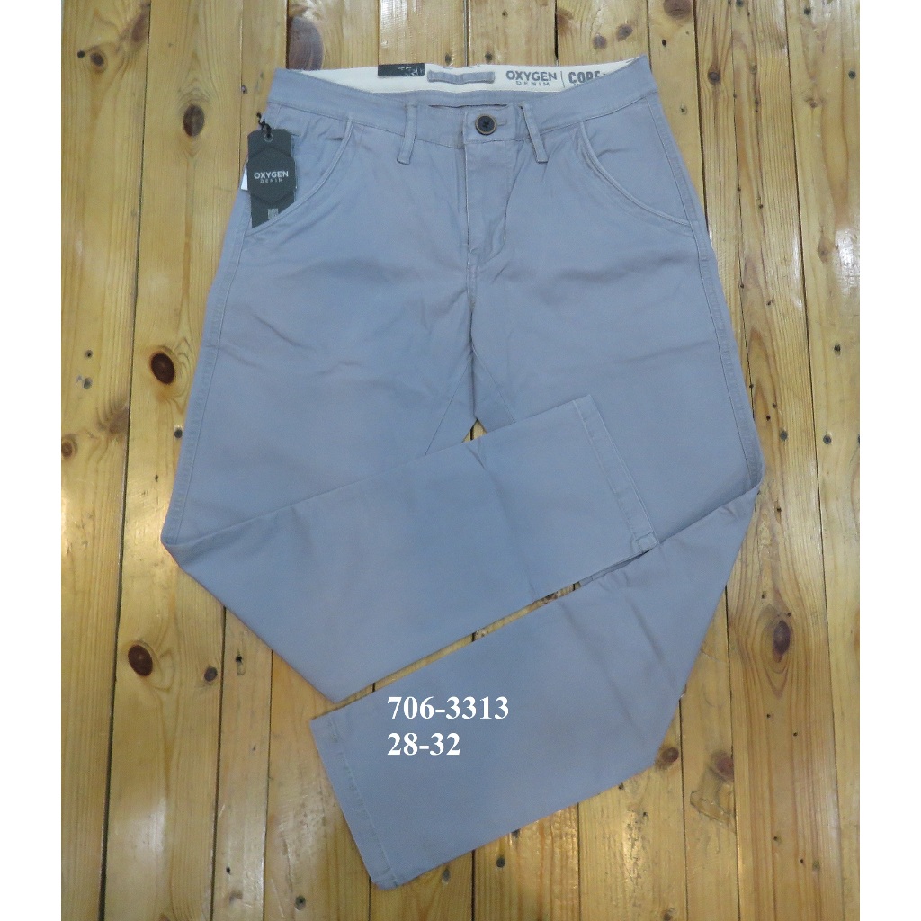 CELANA OFFICER CHINOS/KATUN  PANJANG PRIA SLIM FIT BRAND ORI MEREK OXYGEN ART : 706-3313 PRICE Rp.55