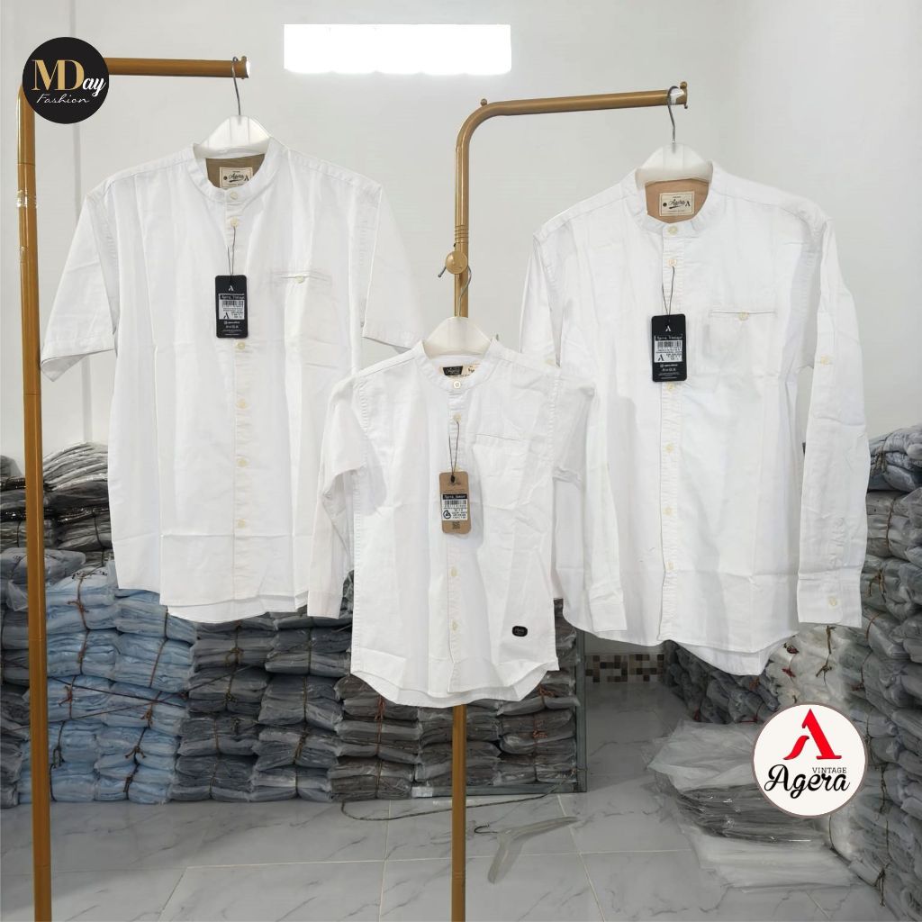 AGERA KEMEJA KOKO COUPLE AYAH ANAK SPESIAL PUTIH KATUN TWILL TERBARU