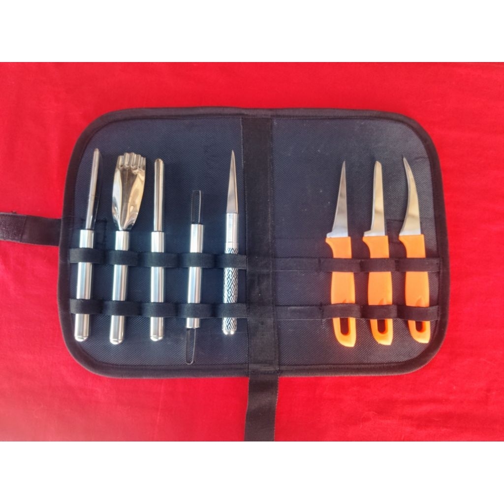 pisau ukir buah sett 8 dengan tas