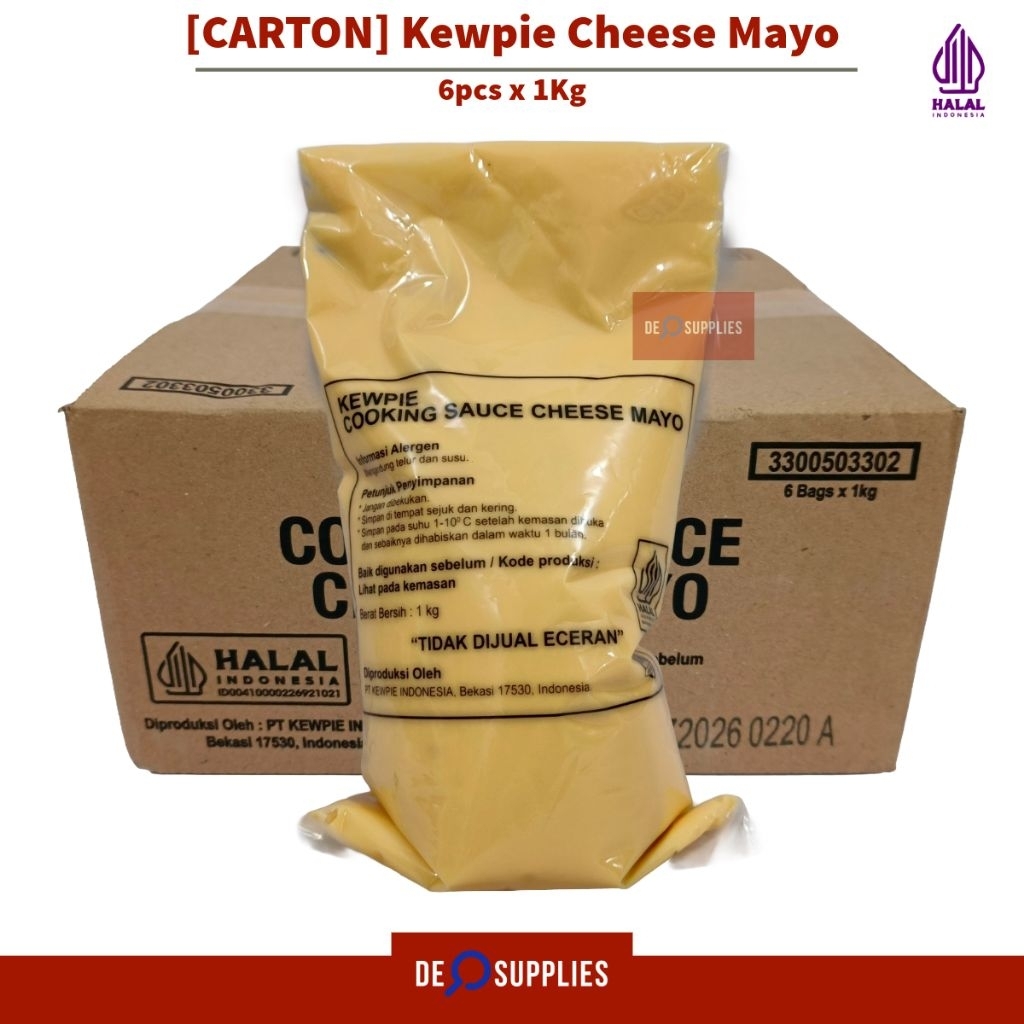

[CARTON] Kewpie Cheese Mayo Cooking Sauce 1kg x 6pcs - Saus Keju Cheese Sauce Halal