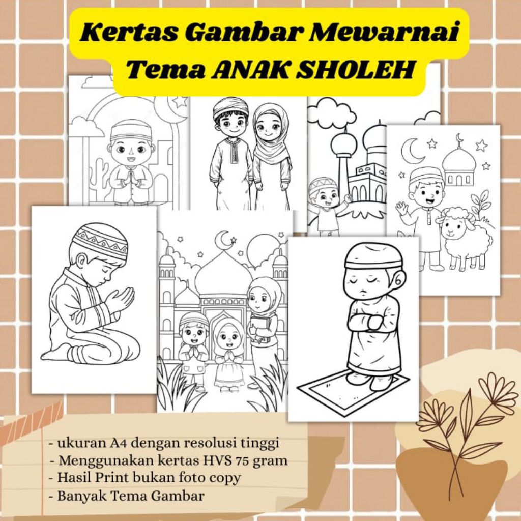 

20 LEMBAR KERTAS MEWARNAI ANAK TEMA ANAK SHOLEH (READY LANGSUNG KIRIM)