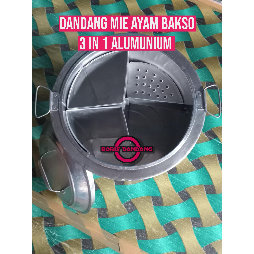 Dandang Mie Ayam Bakso Aluminium Panci Mie Ayam Bakso Uk 30 32 35 40 ( FREE CENTONG )