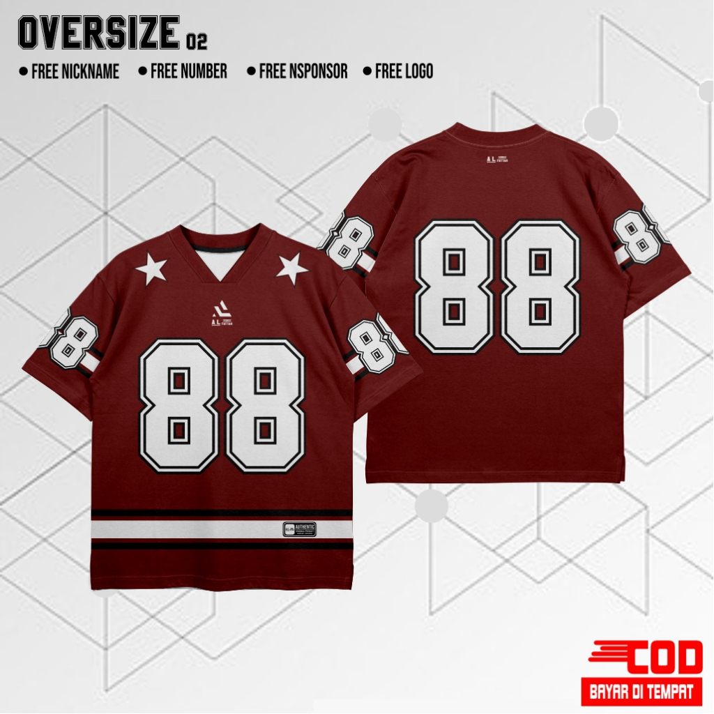Baju Jersey Oversize Series02 NFL Merah Full Printing Premium