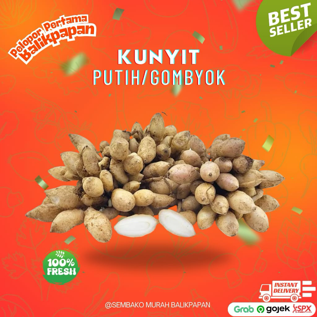 kunyit putih / kunyit gombyok segar 250 gr