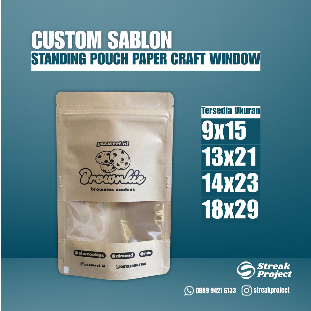 (Custom Sablon) Standing Pouch Paper Window