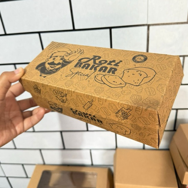 Dus Box Mja Kraft Motif ROTI BAKAR I Jual PER PCS Dus Packaging Makanan Kertas Motif Roti Bakar