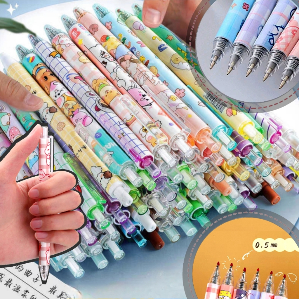 GYN Pulpen Pen Gel Cute Cartoon / Mekanik Motif Kartun/ Pena Gel Mekanik Lucu/ Pulpen Aesthetic