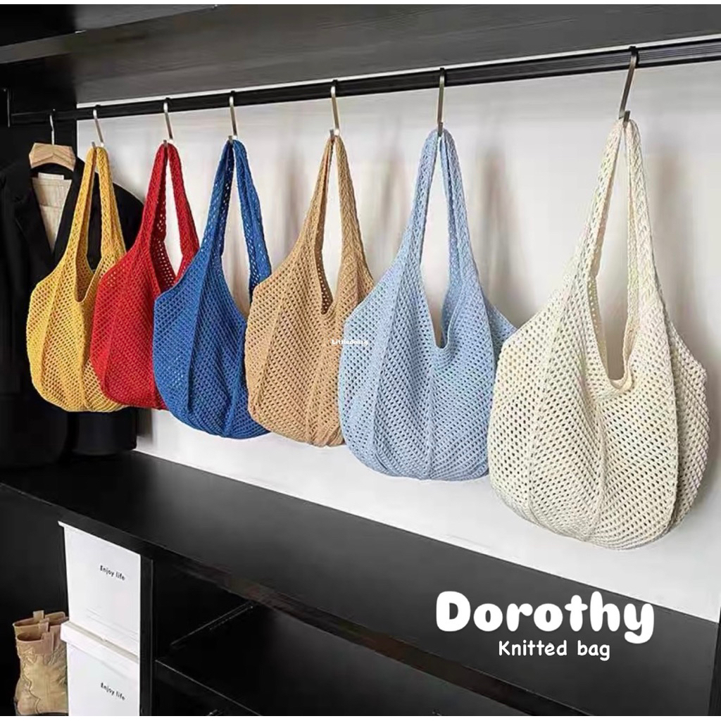 LITTLE DAISY | DOROTHY Tas Rajut Kekinian Tas Jerami Tas Jinjing Tas Pantai Bai Tote Bag / Knitted S