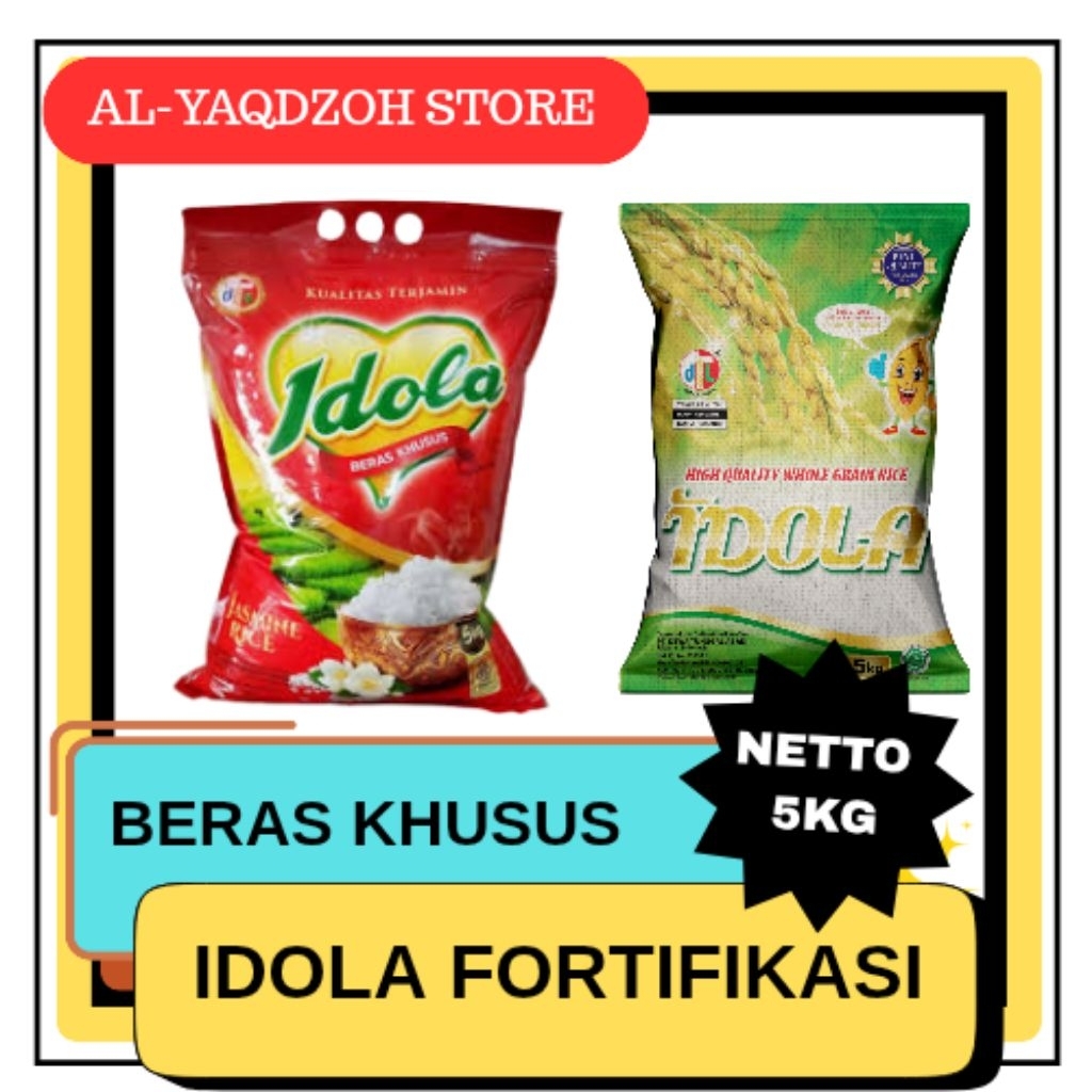 

Beras KHUSUS | IDOLA Fortifikasi | Pulen Lezat | Netto 5 Kg