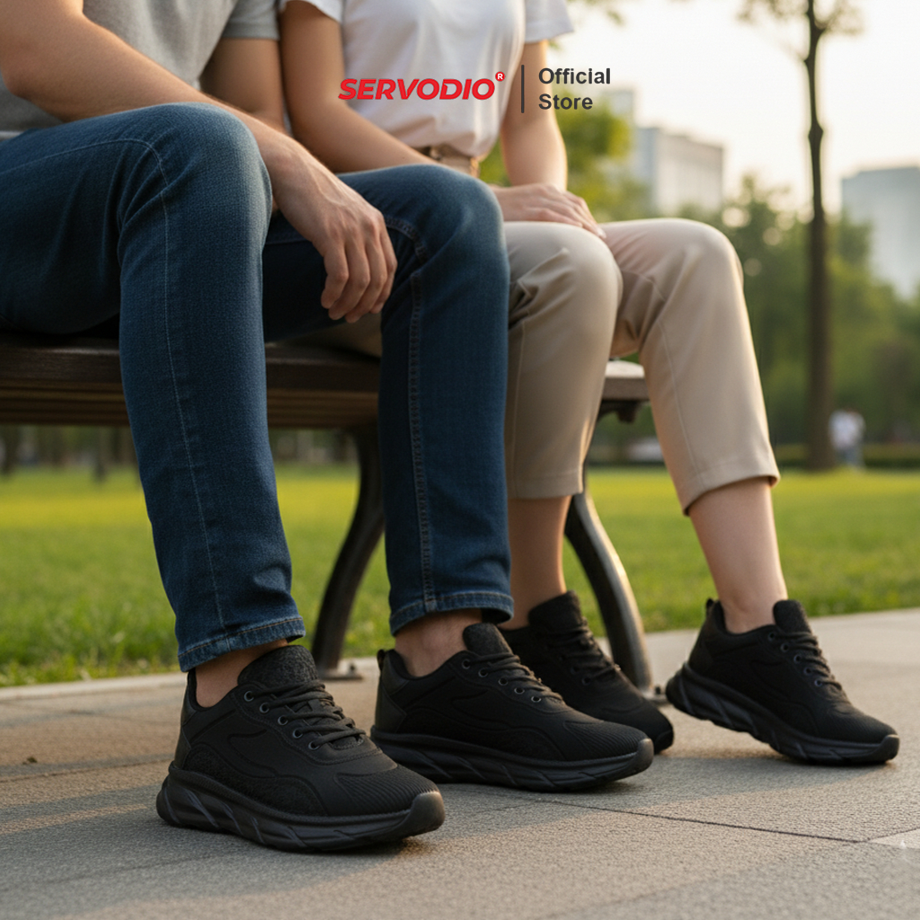 BESTPROMO Servodio - Artemis Fans Edition Hitam Polos - Sepatu Sneakers Running Gym Shoes Fashion