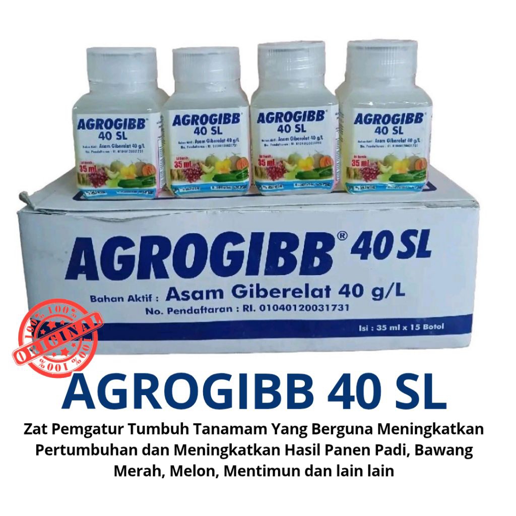 Global Agrotech ZPT Agrogibb 40 SL Pembesar Umbi Bawang Merah dan Pemanjang Malai Padi  (35 ml)