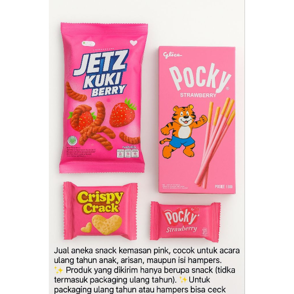 

PAKET SNACK KEMASAN PINK | Cocok untuk Goodie Bag, Acara Sekolah, Ulang Tahun (baca deskripsi)