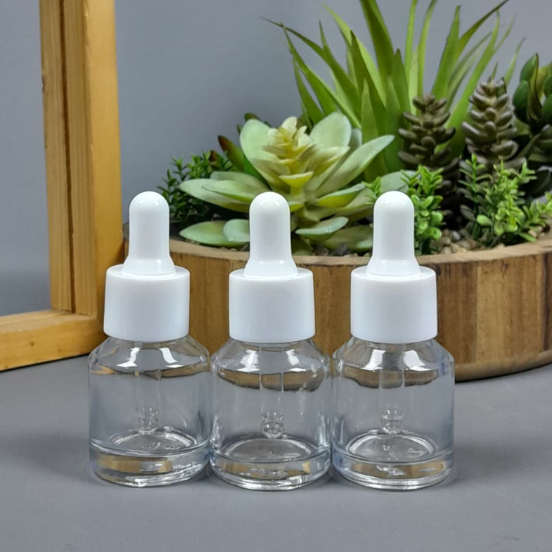 Botol Kaca Pipet 15 Ml Natural Bahu Miring / Botol Serum 15 Ml / Botol Pipet 15 Ml Clear / Botol Ste