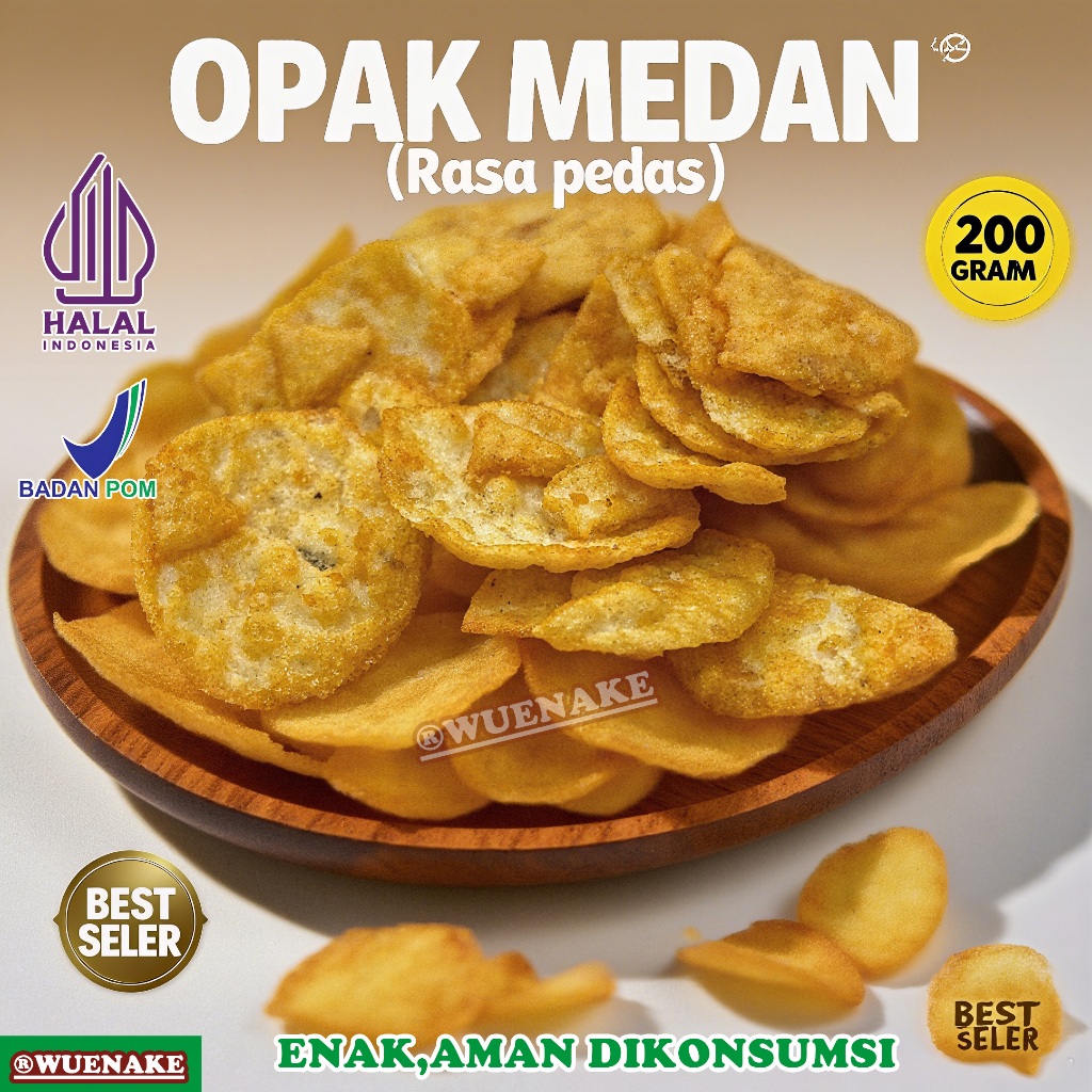 

800g WUENAKE Opak Mini Medan Pedas Manis,OPAK KUNING Opak Medan/Opak Balado Kacang shirley Cemilan Opak singkok（Rasa Asin-Manis）Opak Jagung & Pedas 800gr