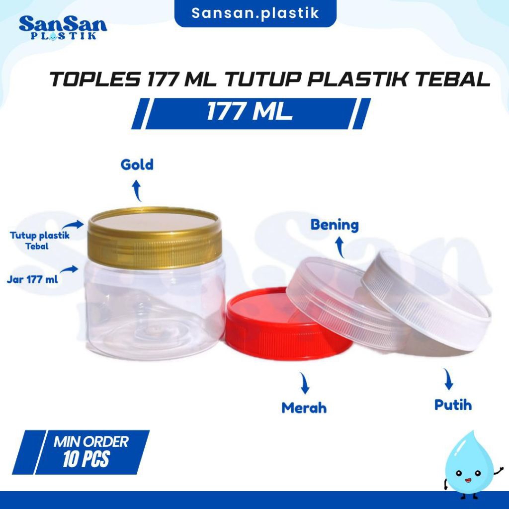 Jar 177 ml / Pot Cream 177ml / Toples 177 ml Tutup Plastik Tebal