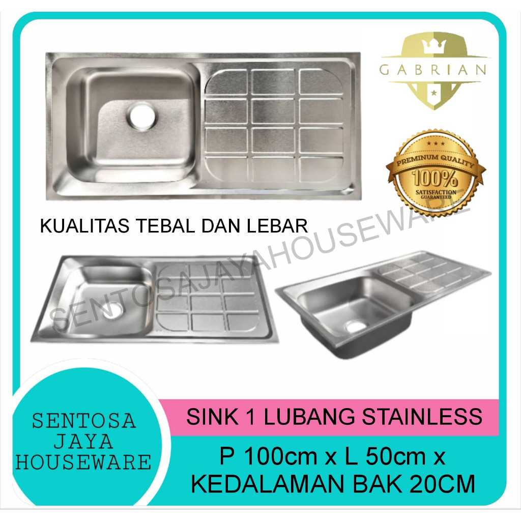 BAK CUCI PIRING 1 LUBANG BESAR STAINLESS STEEL / SINK WASTAFEL CUCI PIRING 1 LUBANG BESAR