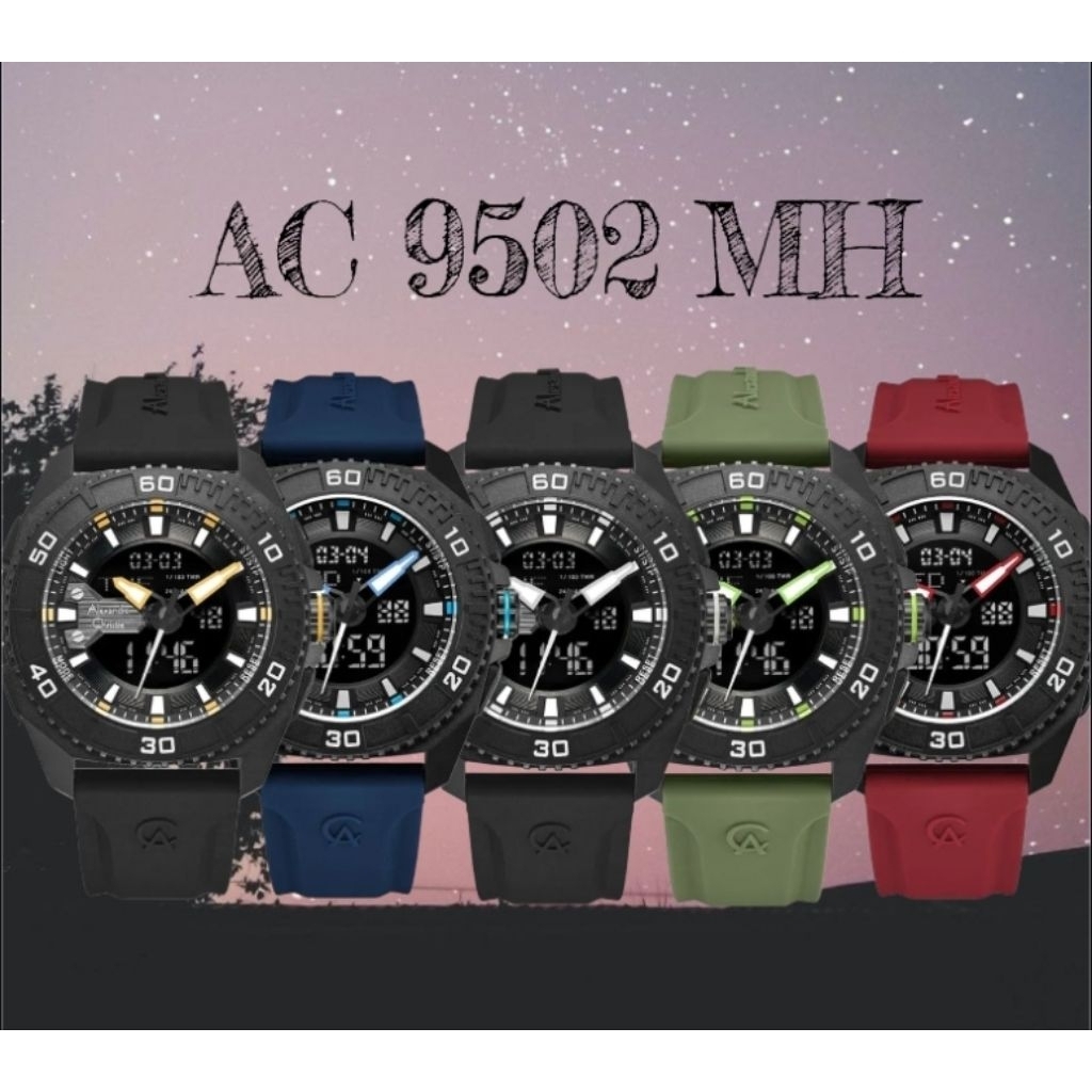 Jam Tangan Pria Alexandre Christie Digital Analog 9502 AC9502 AC 9502 Tali Karet / Rubber