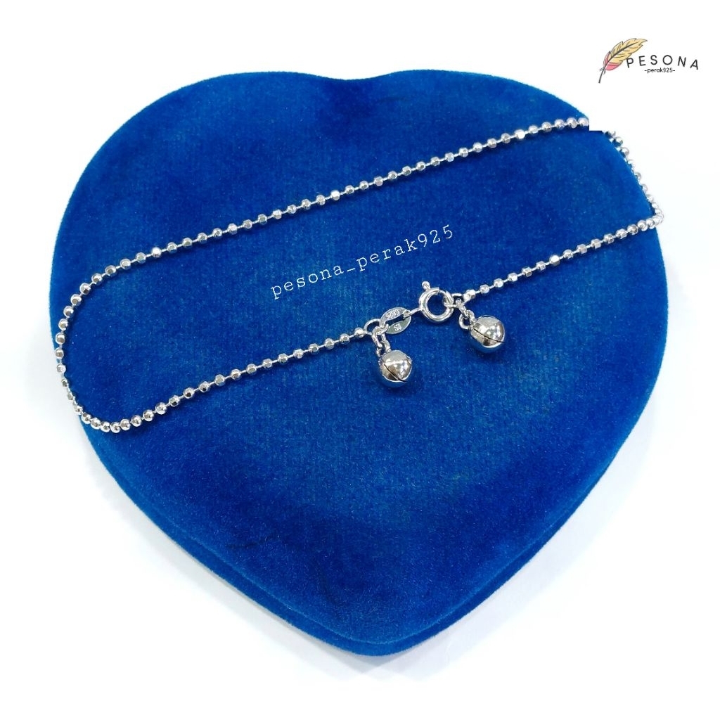 GELANG KAKI PERAK ASLI 925 SILVER LAPIS EMAS - MODEL BIJI LADA + KERINCING - PERHIASAN PERAK WANITA 