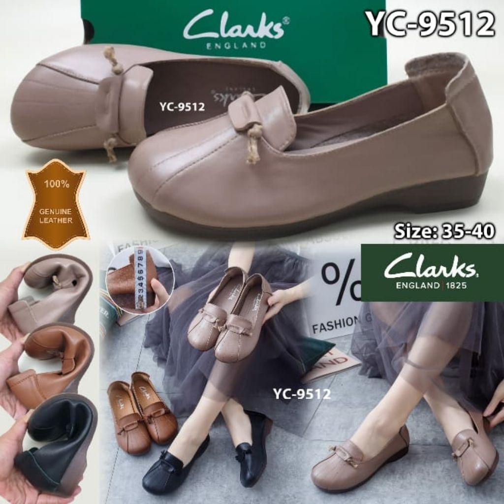 Sepatu wanita Clarks YC-9512 Loafer Leather 2cm*ORIGINAL KULIT ASLI 100 %*
