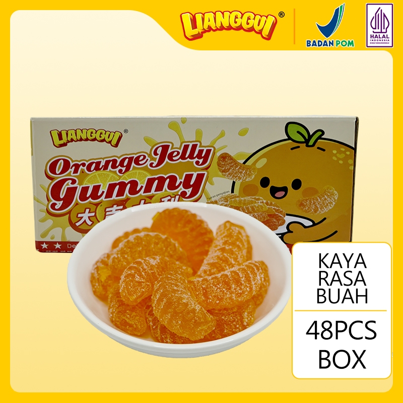 

LIANGGUI Permen Lembut Rasa Jeruk 96pcs HALAL for Snack Party Permen Kenyal Terlaris Cemilan Manis
