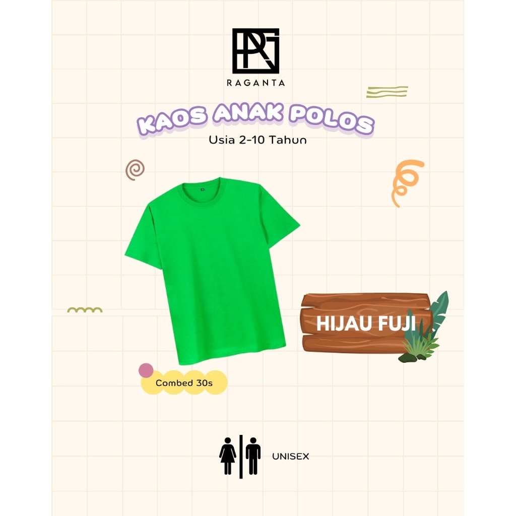Raganta KAOS POLOS ANAK KAOS POLOS HIJAU FUJI ANAK KAOS HIJAU FUJI KAOS ANAK BAJU ANAK BAJU HIJAU FU
