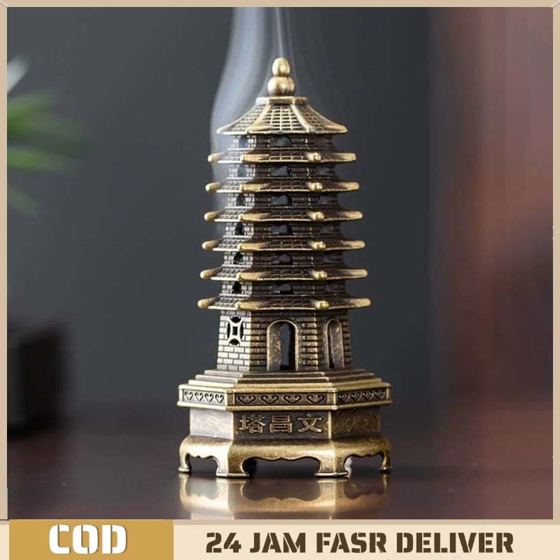 Tempat Bakar Dupa Aesthetic Logam Bentuk Menara Kuno Untuk Bakar Dupa Dan Kemenyan Wadah Dupa Mini