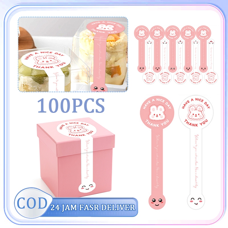 

100pcs Stiker Label Makanan Label Sticker Thank You Sticker Kemasan