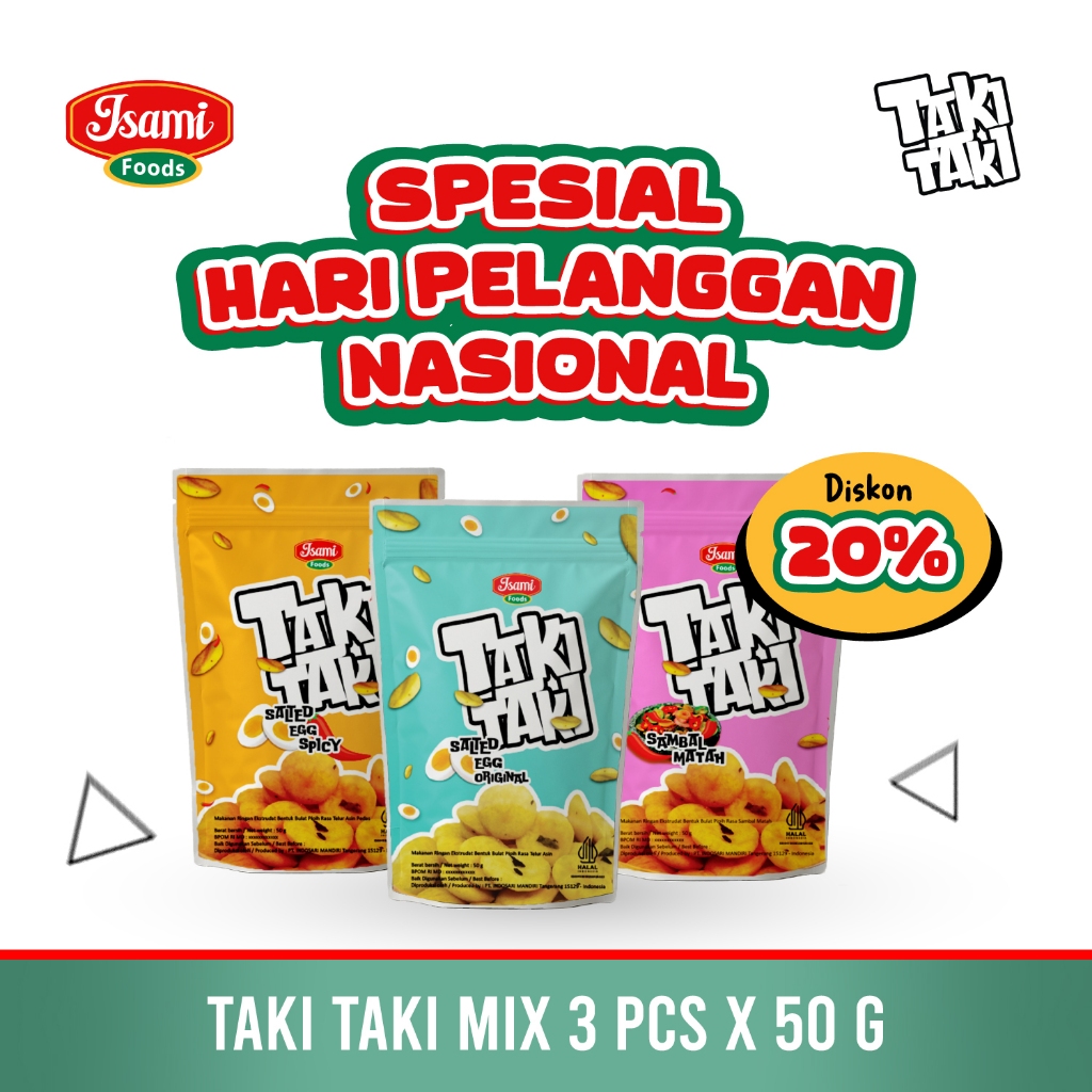 

Cemilan Enak Taki Taki Mix 50 gr x 3 pcs