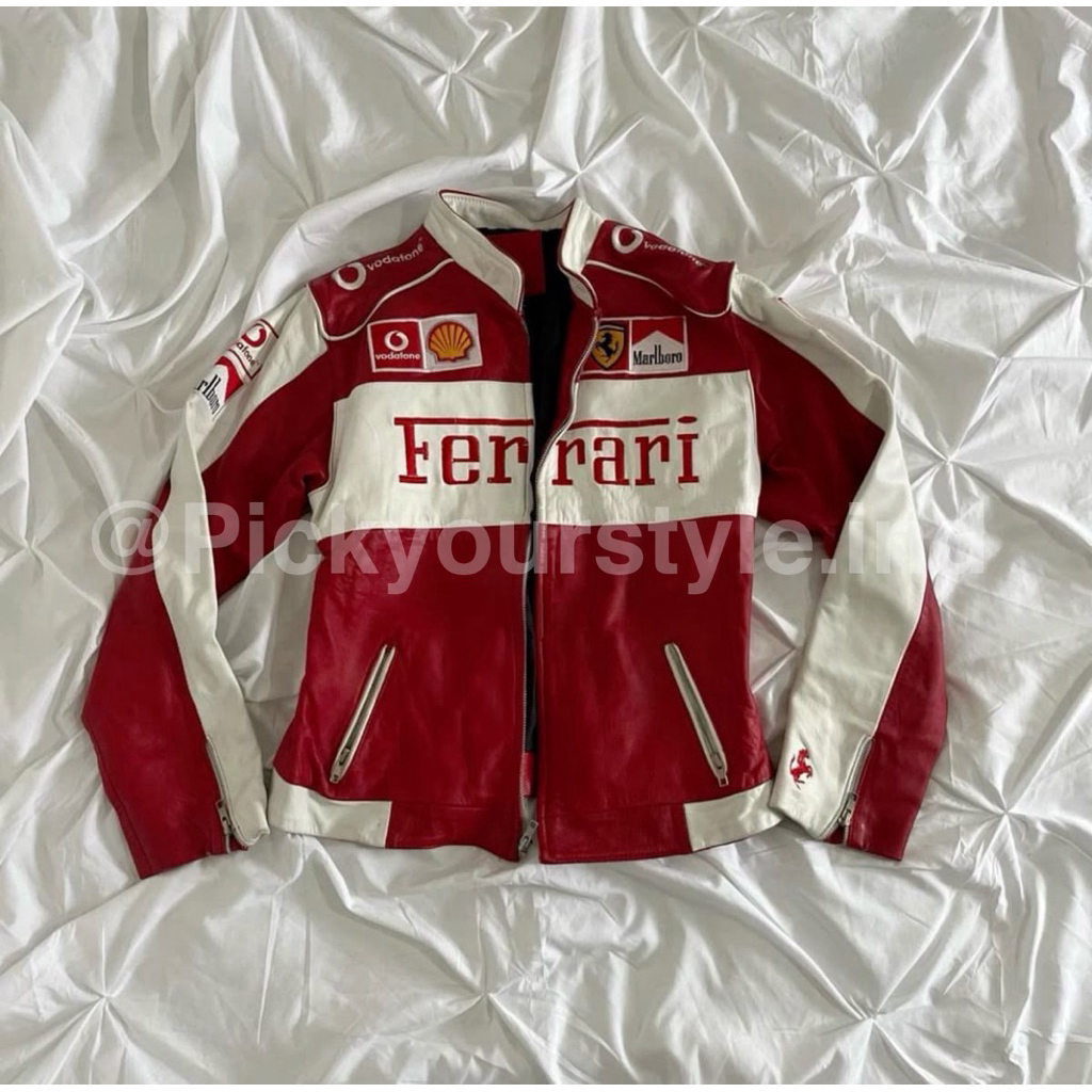 (READYSTOCK) Jaket Ferrari F1 race leather jacket jaket kulit Ferarri Jaket F1