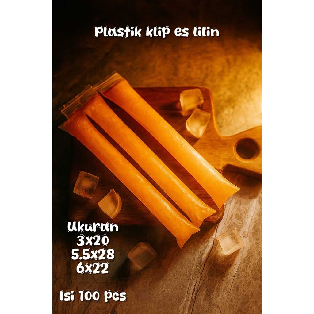 100pcs Plastik Es Lilin Klip / Plastik Es Mambo Jelly Es Krim Pouch Puding Plastik Klip Panjang