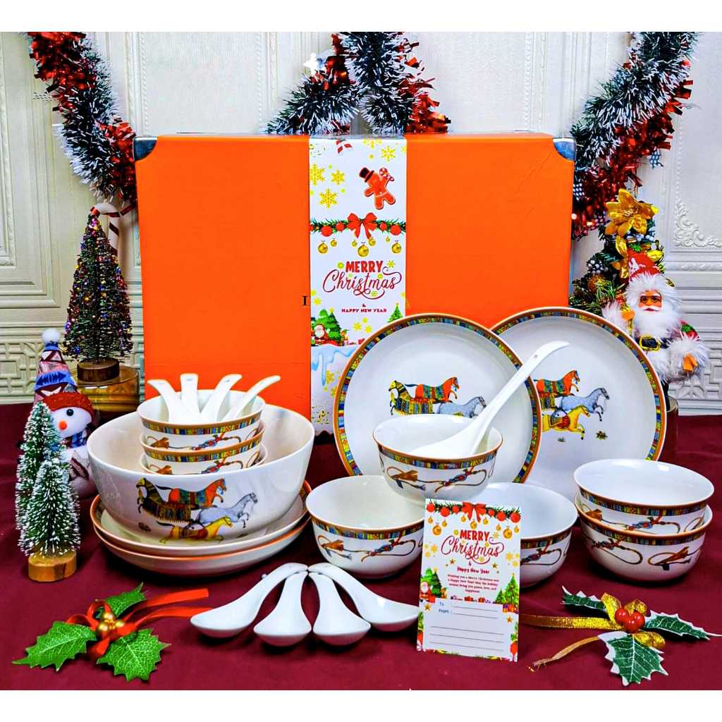 [ JKT_Mall HAMPERS CHRISTMAS DAN NATAL ] Dinner set premium / Hampers piring  Mangkok Imlek / Tablew